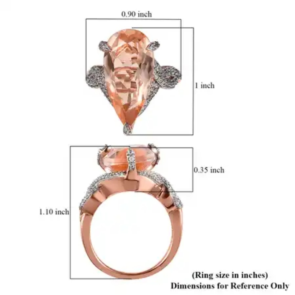 Morganique Quartz Ring in Vermeil Rose Gold Over Sterling Silver - Picture 7 of 10